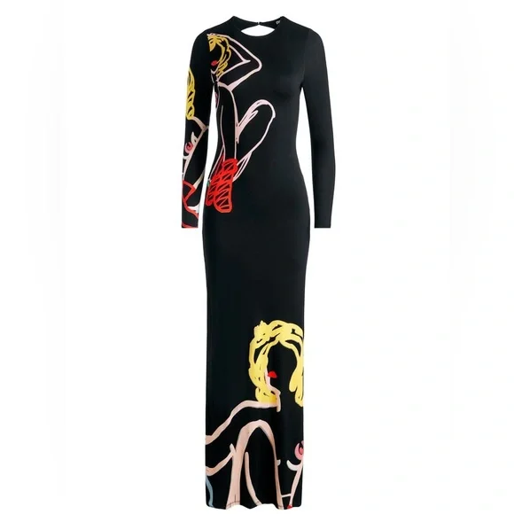 Alice + Olivia X TOM WESSELMANN DELORA OPEN BACK MAXI DRESS, Size 0, $595 - Picture 5 of 12